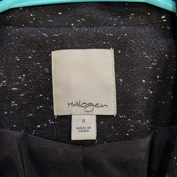 Halogen Two Button Blazer Single Breasted Wool Silk Blend Speckled Black Size 8 - Picture 7 of 9